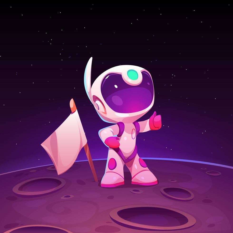 Astronaut on Moon, space explore, colonization vector
