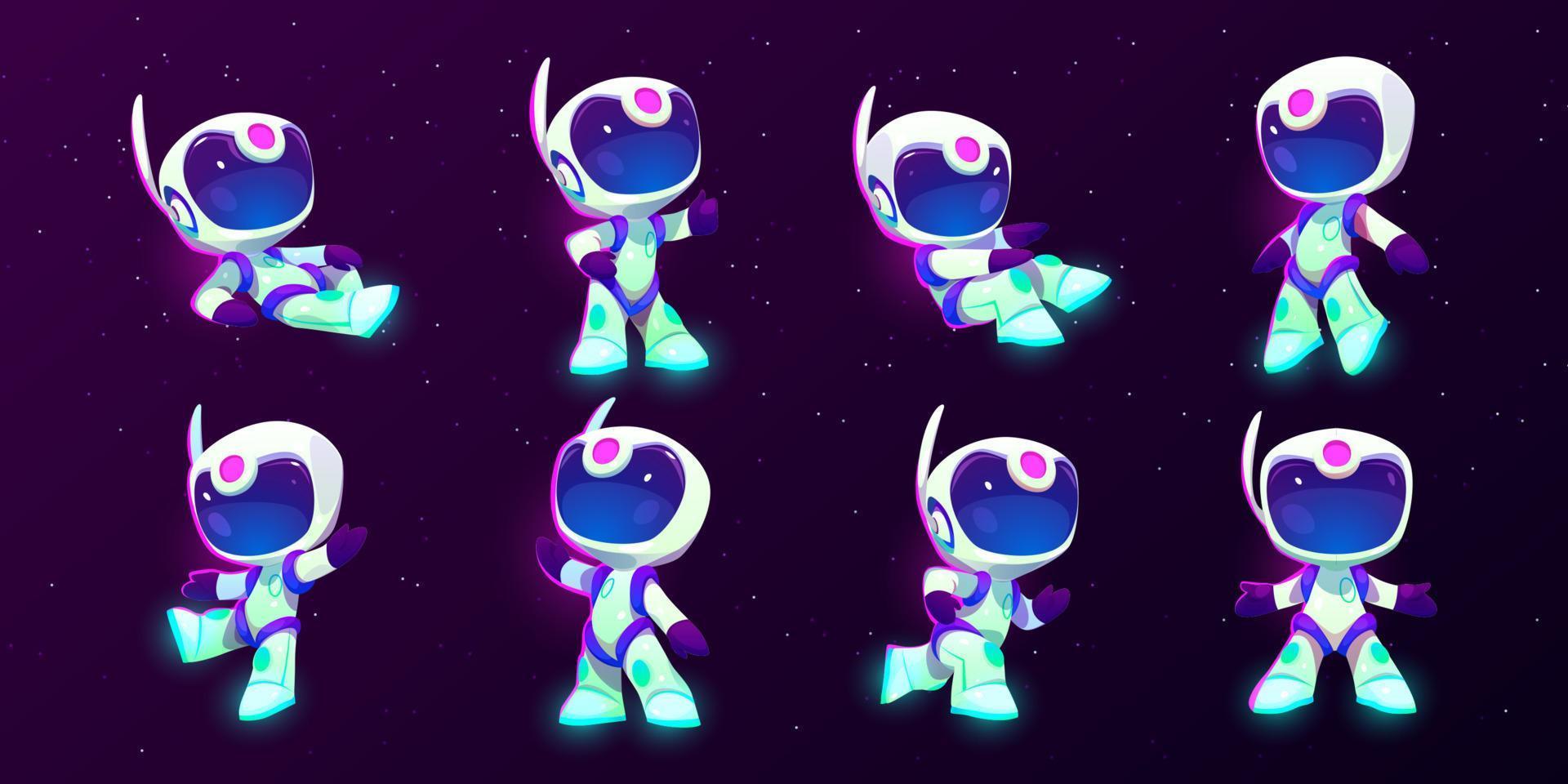 Cartoon astronaut character isolated vector set
