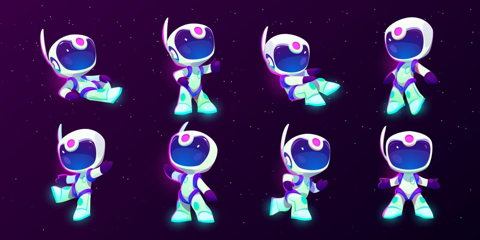 Cartoon astronaut character isolated vector set