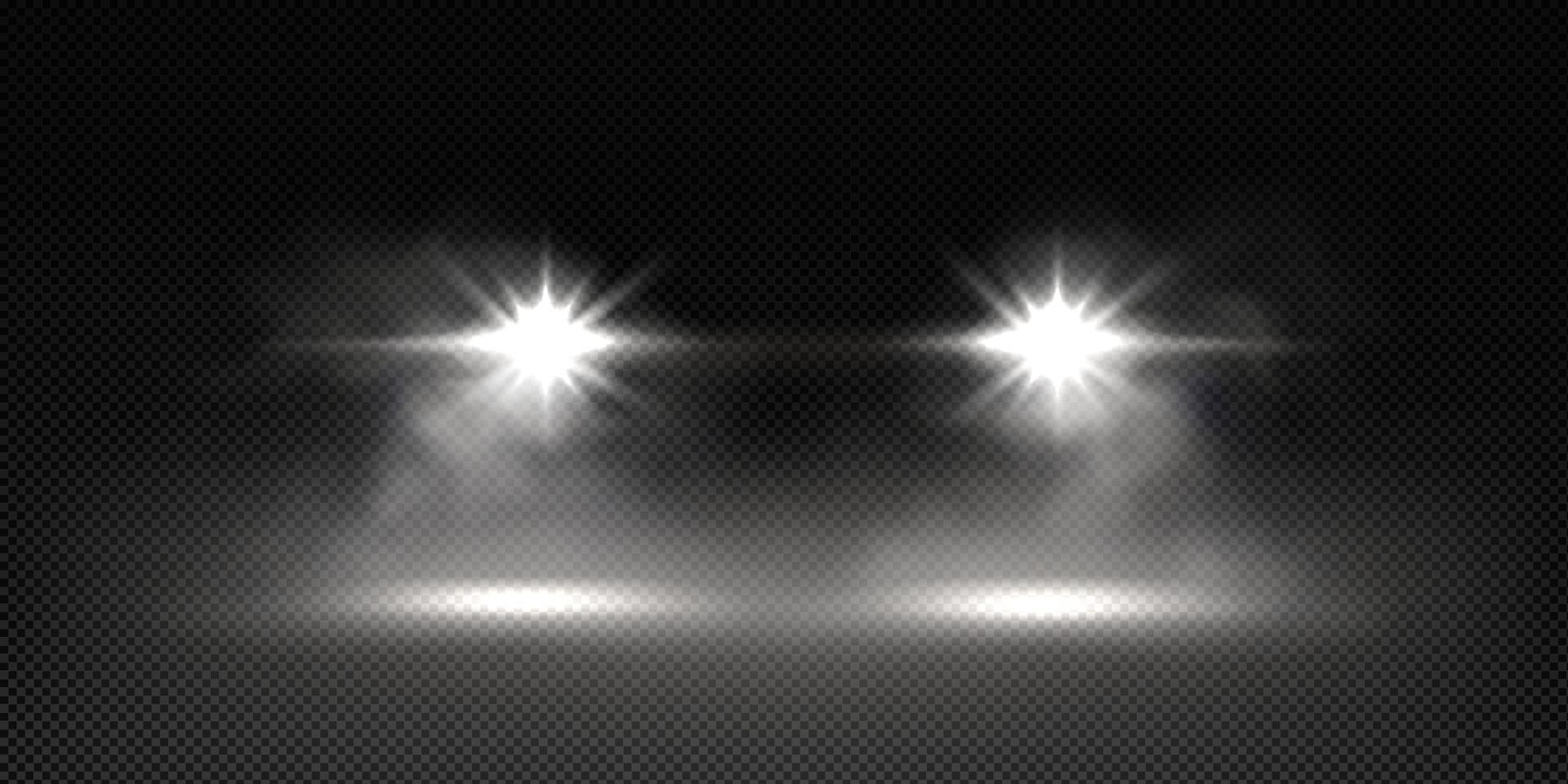 Car headlights, automobile light overlay effect. vector