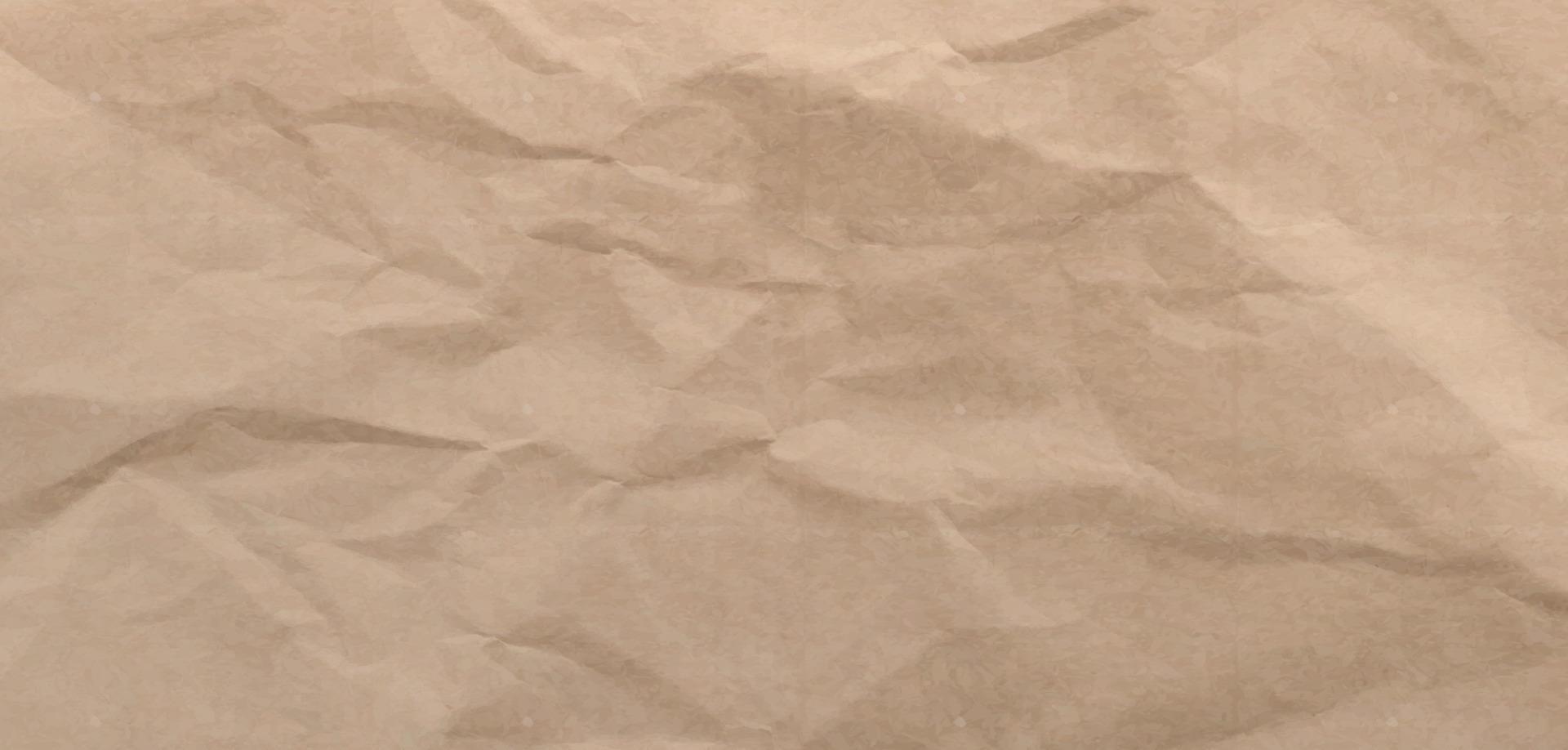 Craft crumpled paper, cardboard page background vector