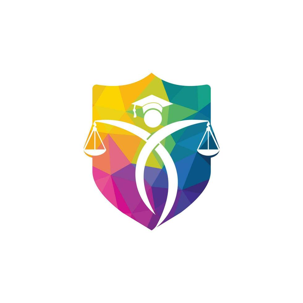 hombre sosteniendo el logo de la balanza de la justicia. diseño de logo de ley y abogado. vector