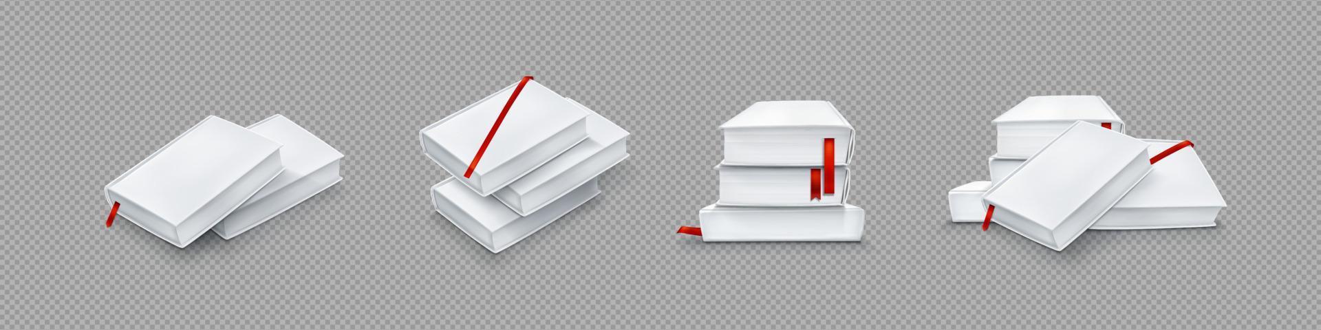 Mockup of blank paper books with white cover vector