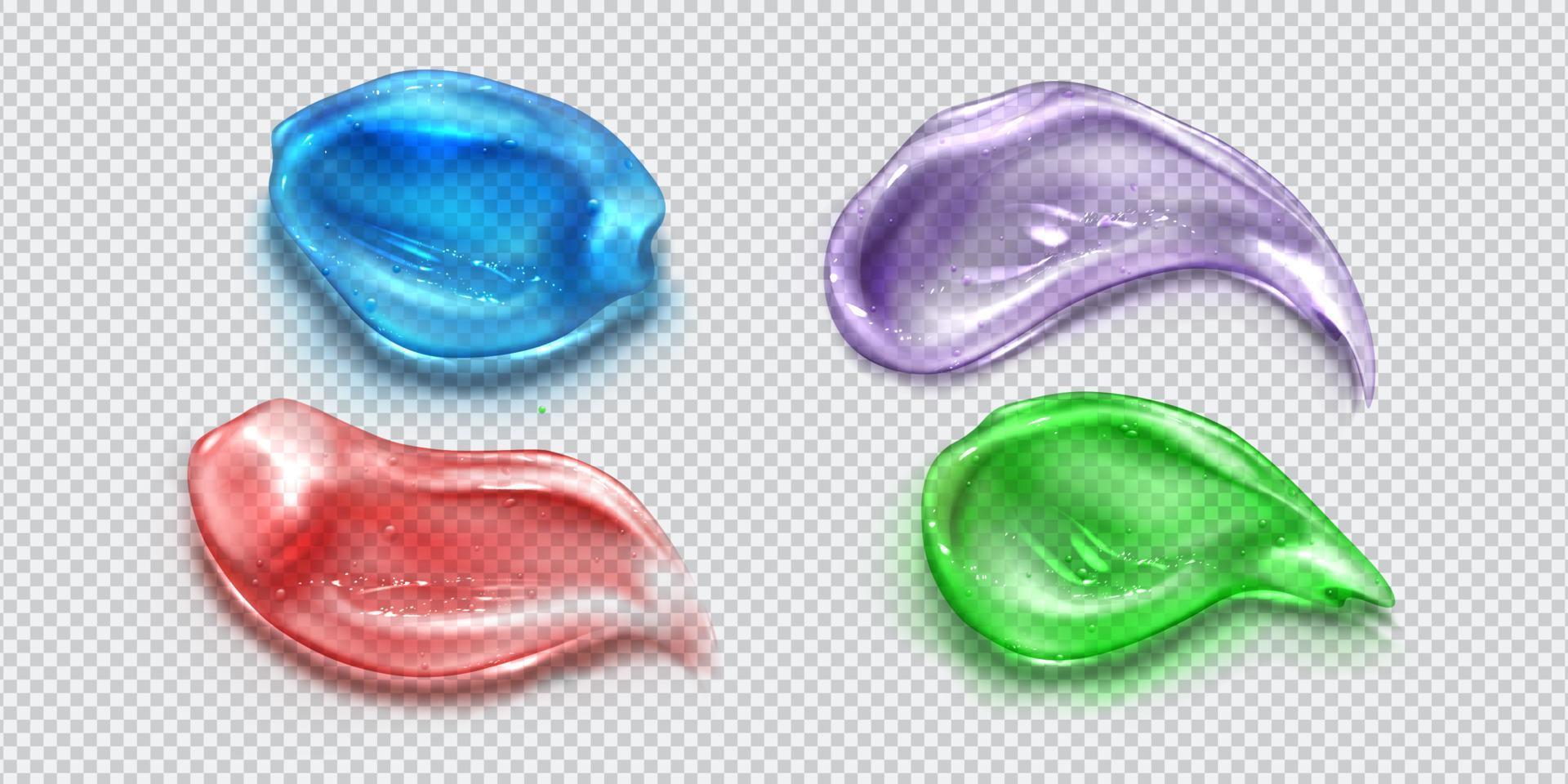 burbujas de frotis de gel, trazos de colores transparentes vector