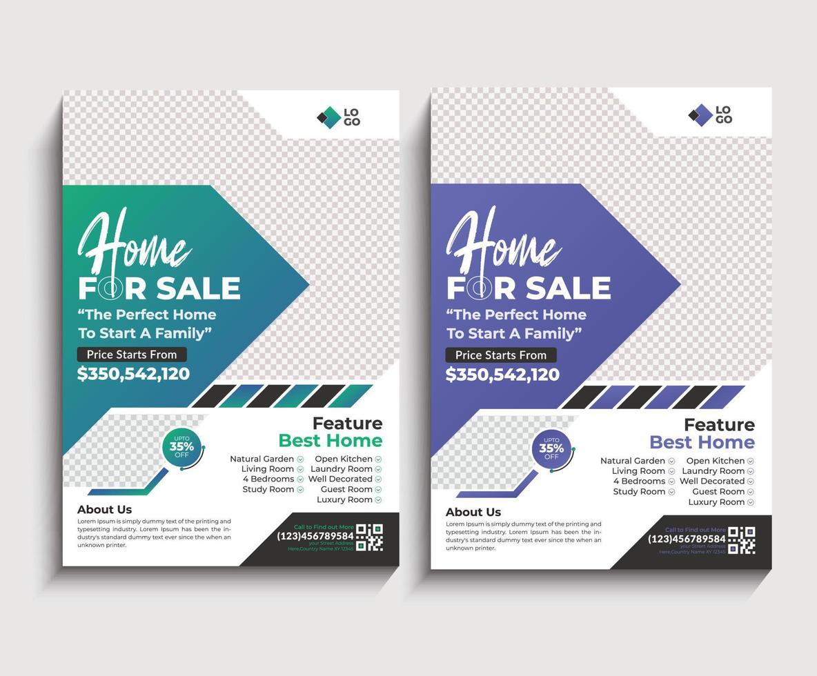 Real estate flyer design Corporate construction flyer A4 template, vector