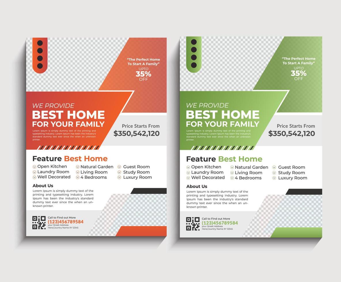 Real estate flyer design Corporate construction flyer A4 template, vector
