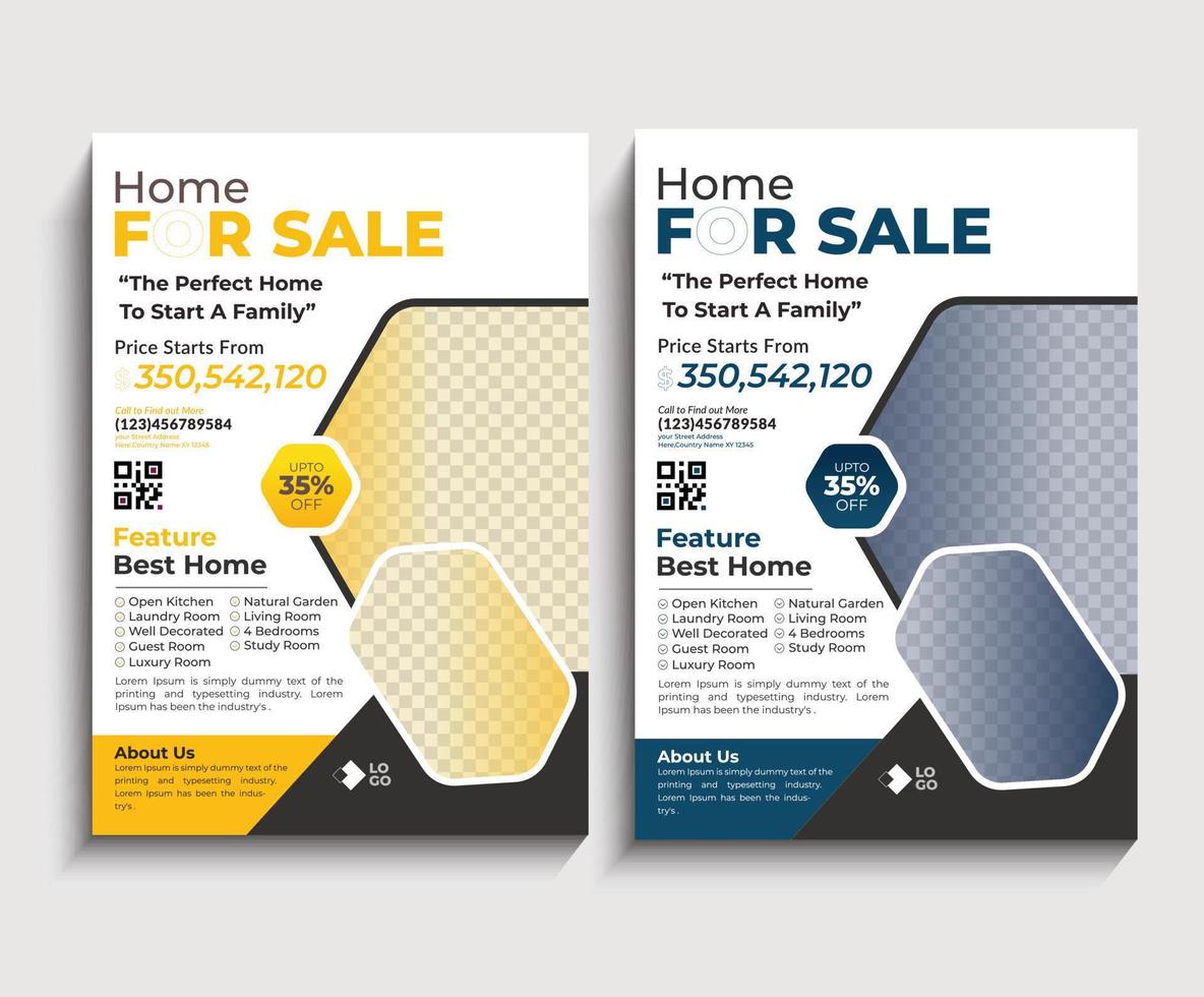 Real estate flyer design Corporate construction flyer A4 template, vector