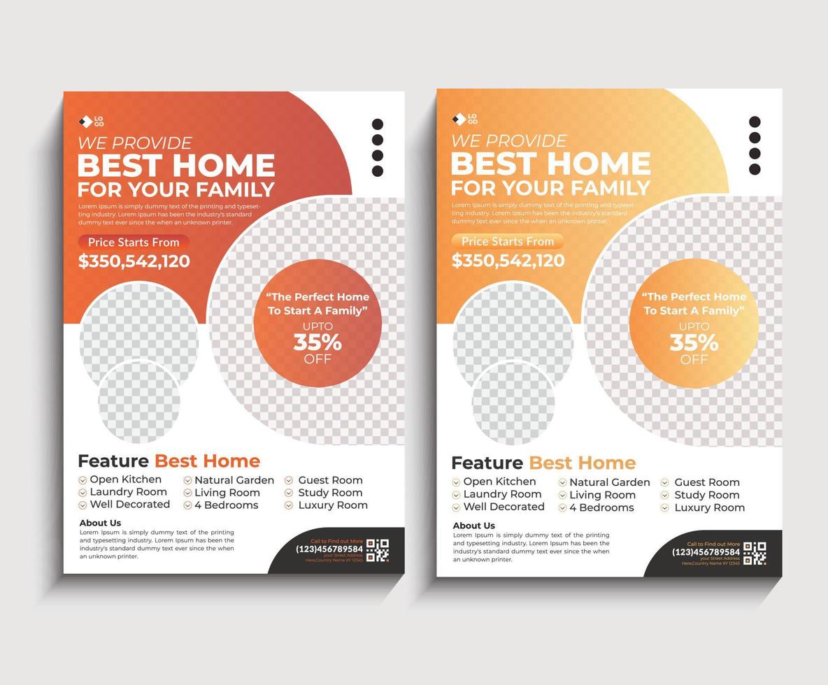 Real estate flyer design Corporate construction flyer A4 template, vector