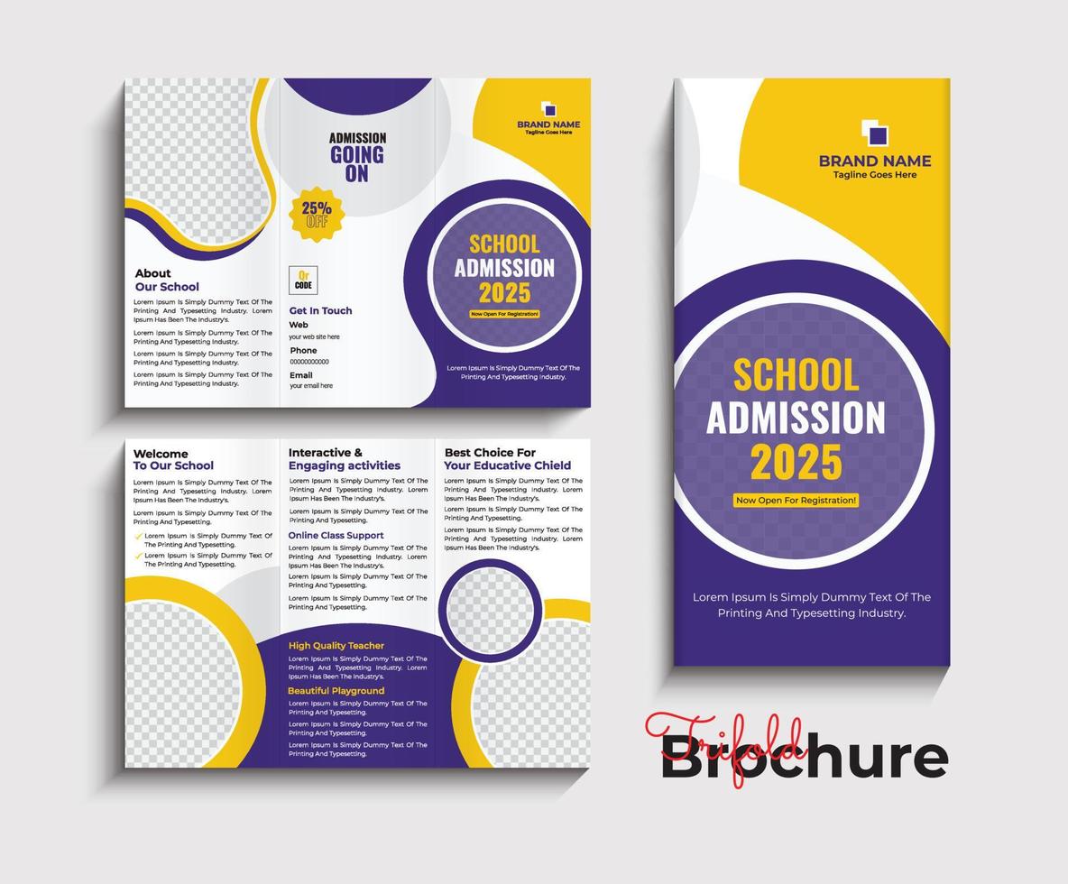 Back to school admission trifold brochure template design vector