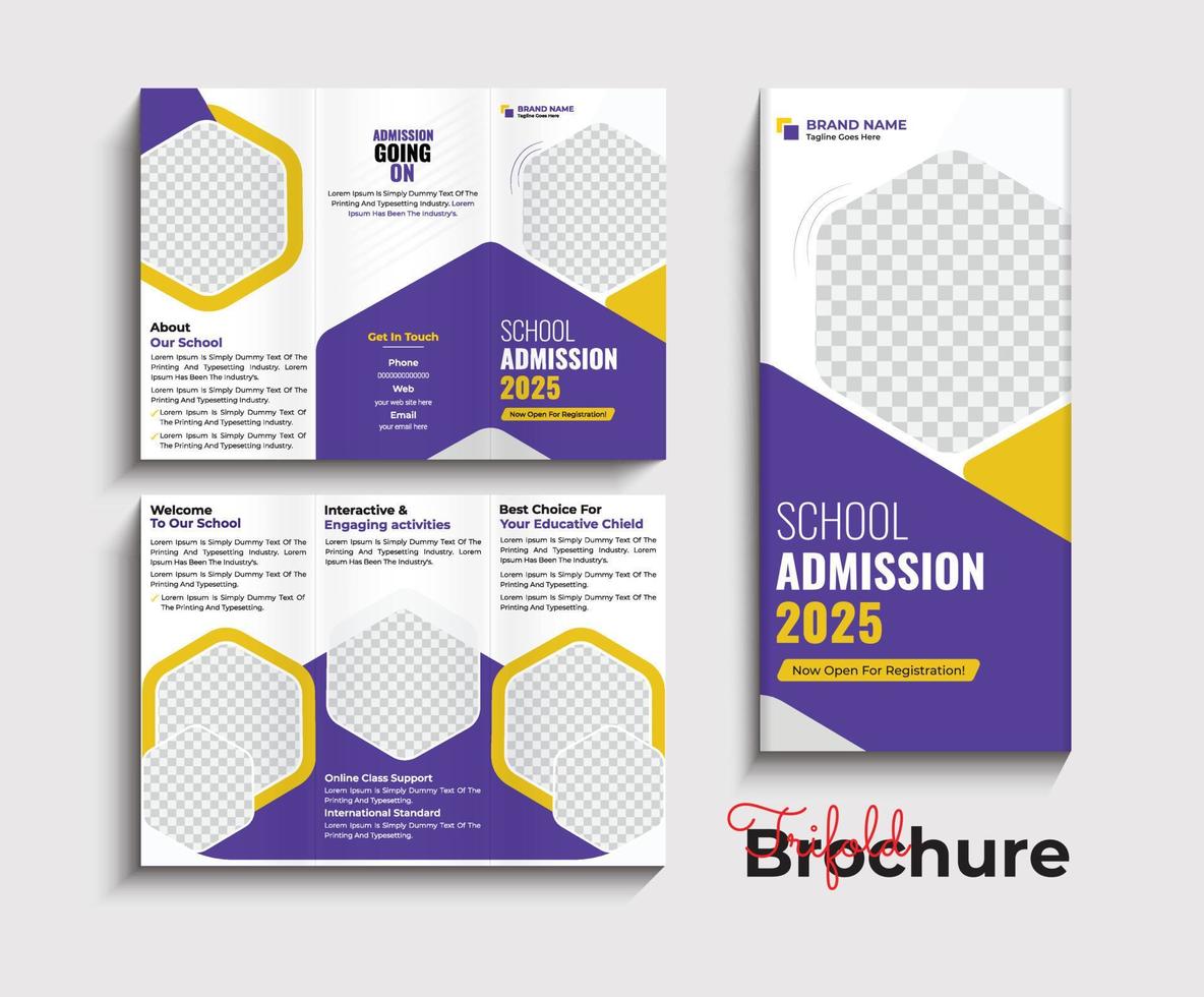 Back to school admission trifold brochure template design vector