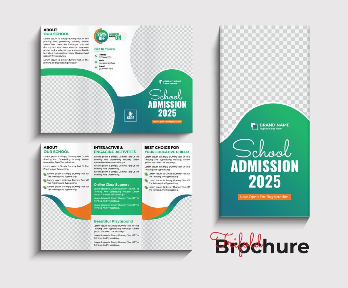 Back to school admission trifold brochure template design vector