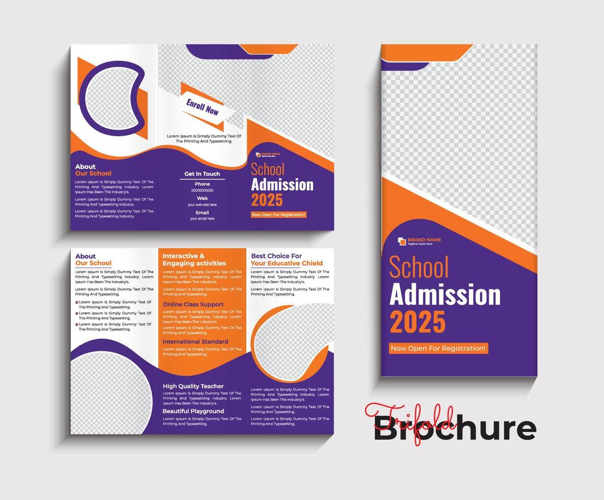 Back to school admission trifold brochure template design vector
