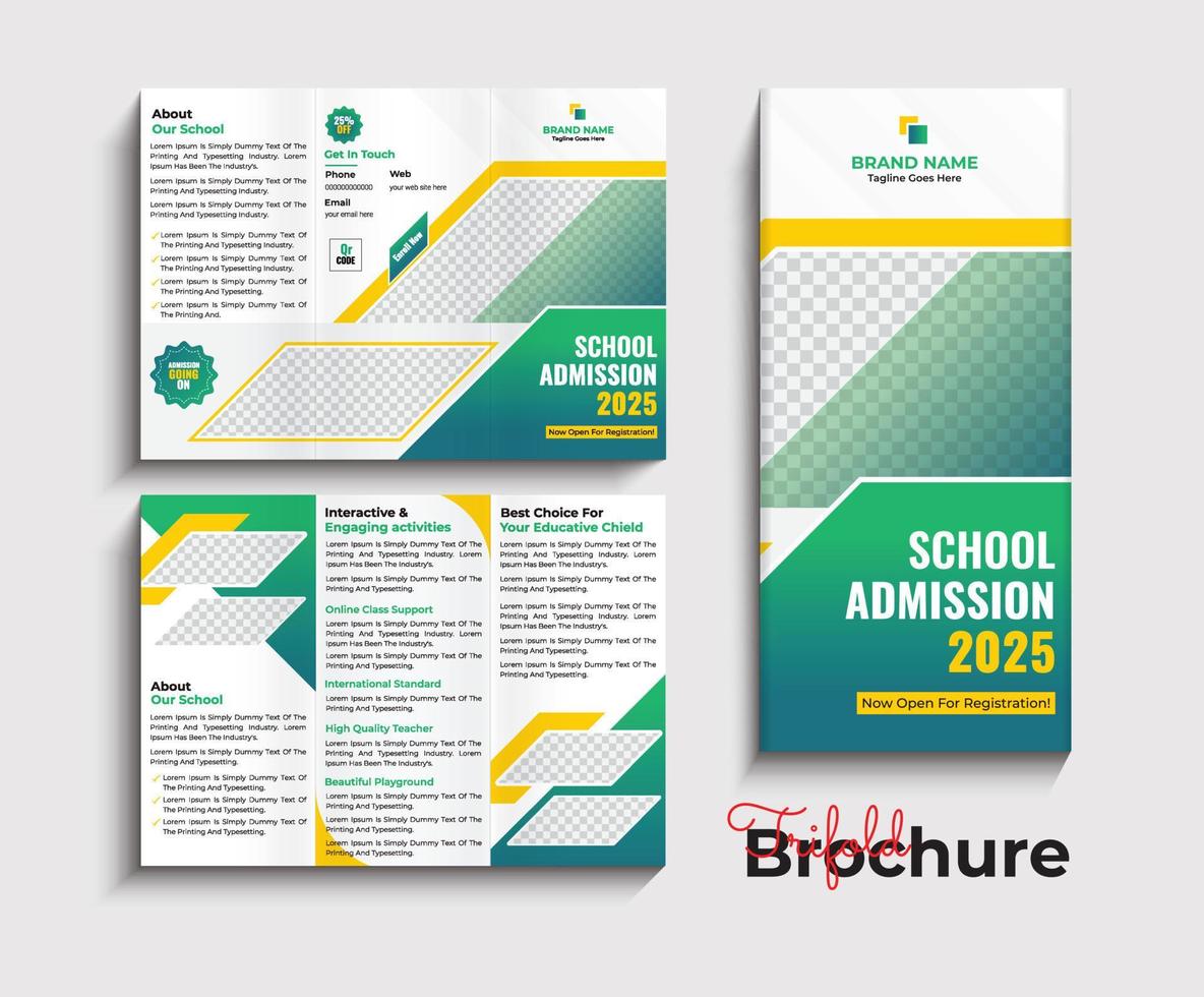 Back to school admission trifold brochure template design vector