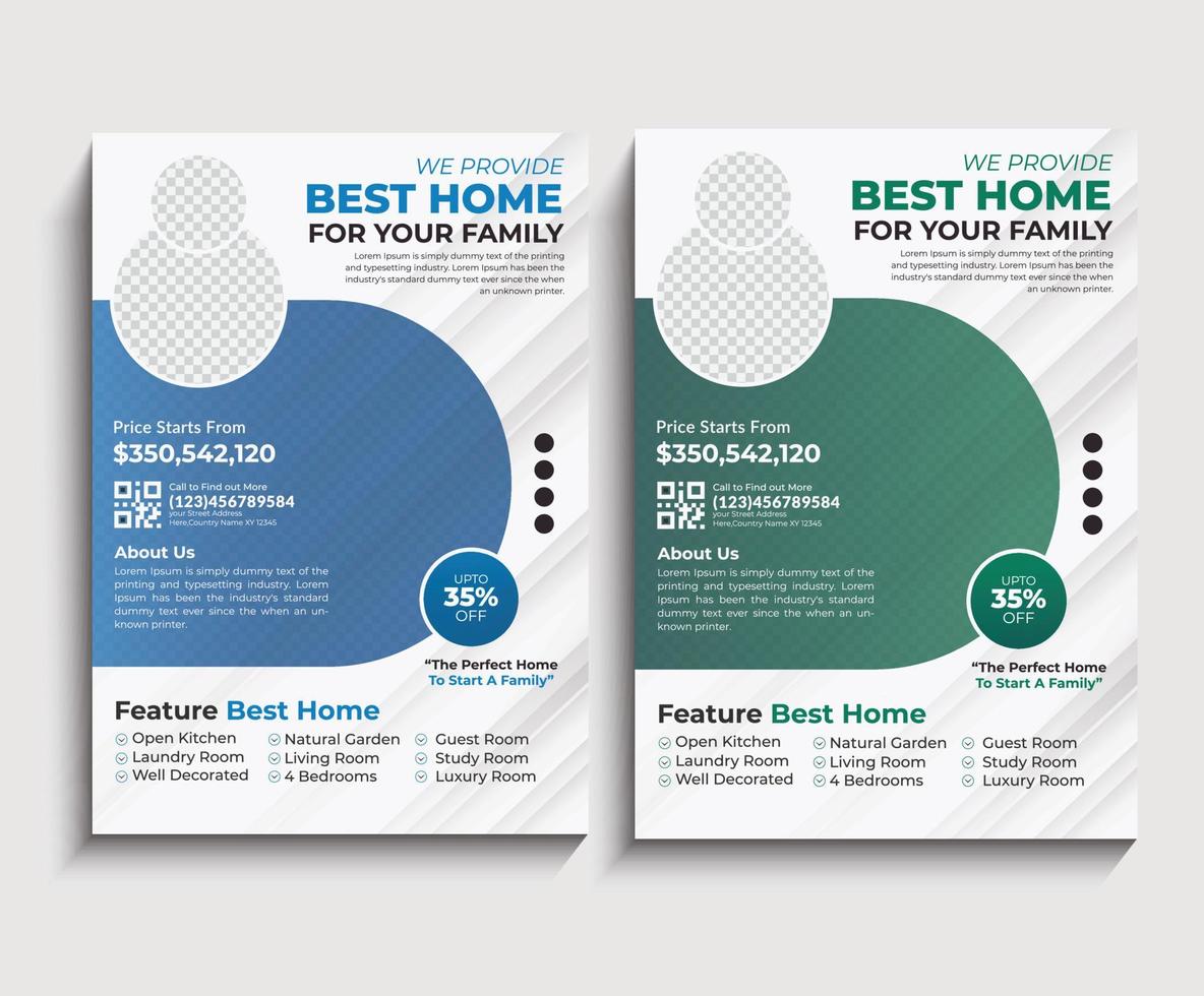 Real estate flyer design Corporate construction flyer A4 template, vector