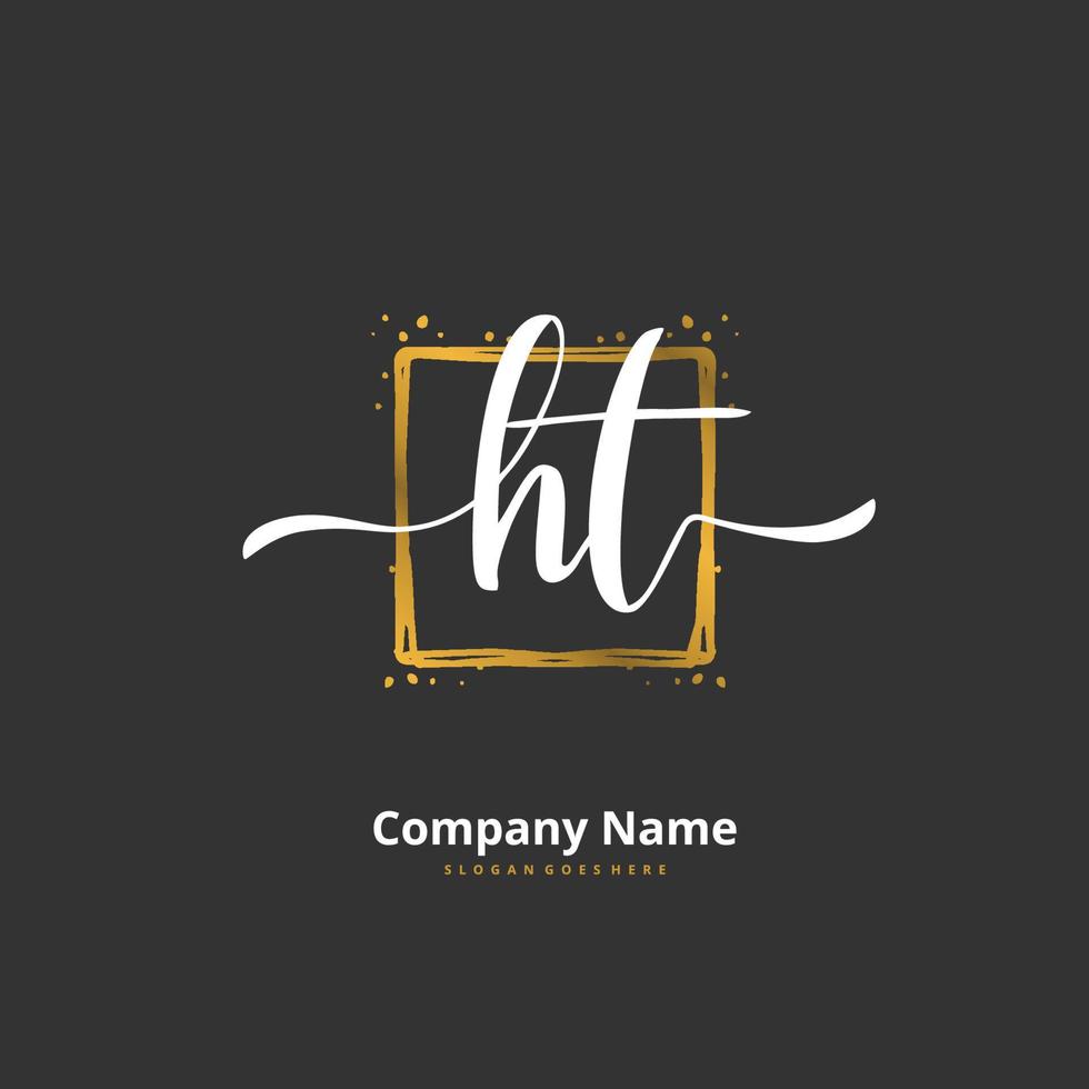 HT Initial handwriting and signature logo design with circle. Beautiful design handwritten logo for fashion, team, wedding, luxury logo. vector