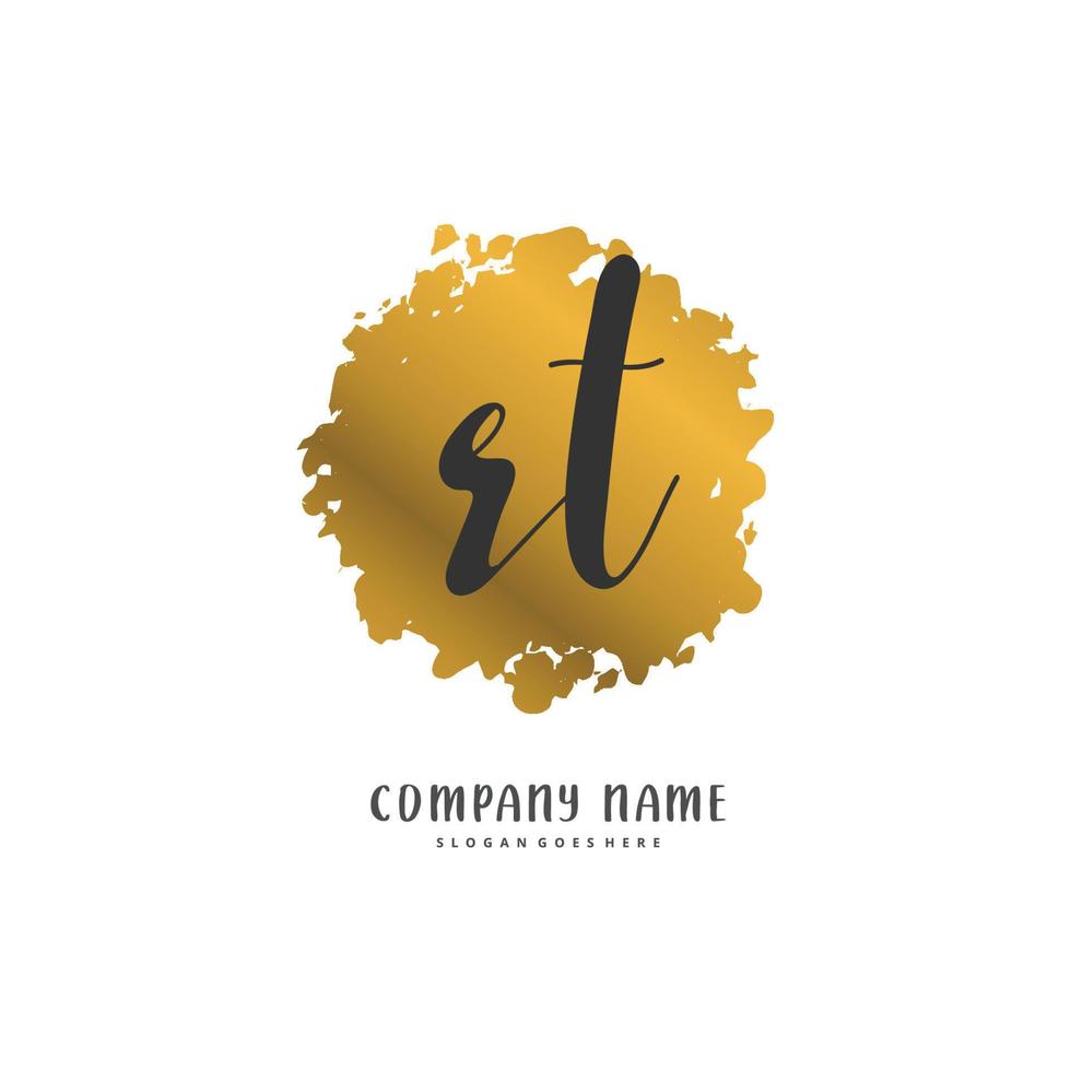 rt escritura a mano inicial y diseño de logotipo de firma con círculo. hermoso diseño de logotipo escrito a mano para moda, equipo, boda, logotipo de lujo. vector