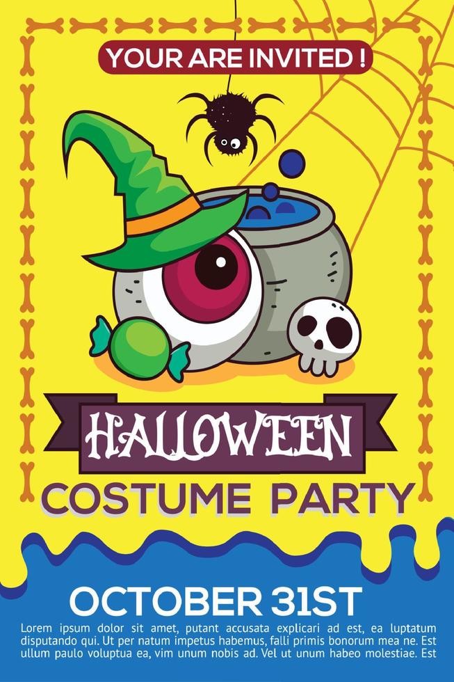 cartel de volante de fiesta de disfraces de halloween para niños vector