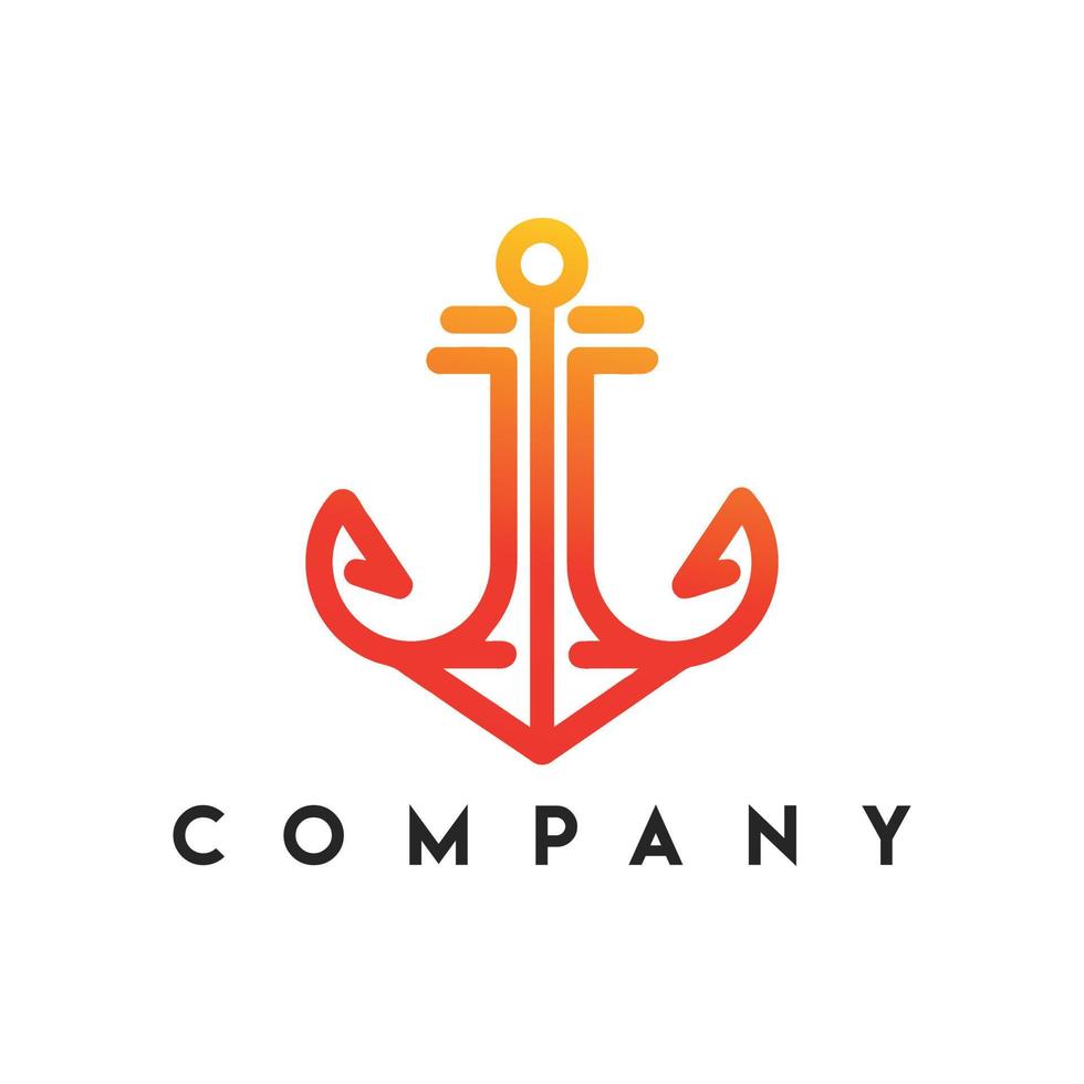 Anchored Logo, marine retro emblems logo with anchor and rope vector