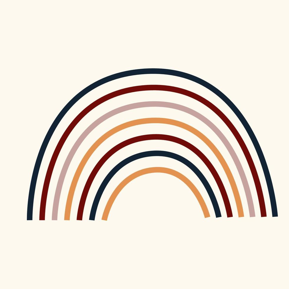 Rainbow arch pattern. Rainbow nursery wall decor, minimalist simple boho style. Bow symbol for baby shower party invitation vector