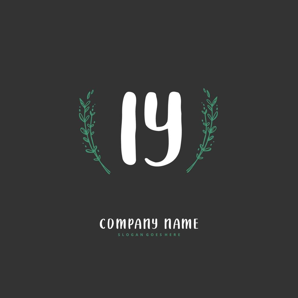 iy escritura a mano inicial y diseño de logotipo de firma con círculo. hermoso diseño de logotipo escrito a mano para moda, equipo, boda, logotipo de lujo. vector