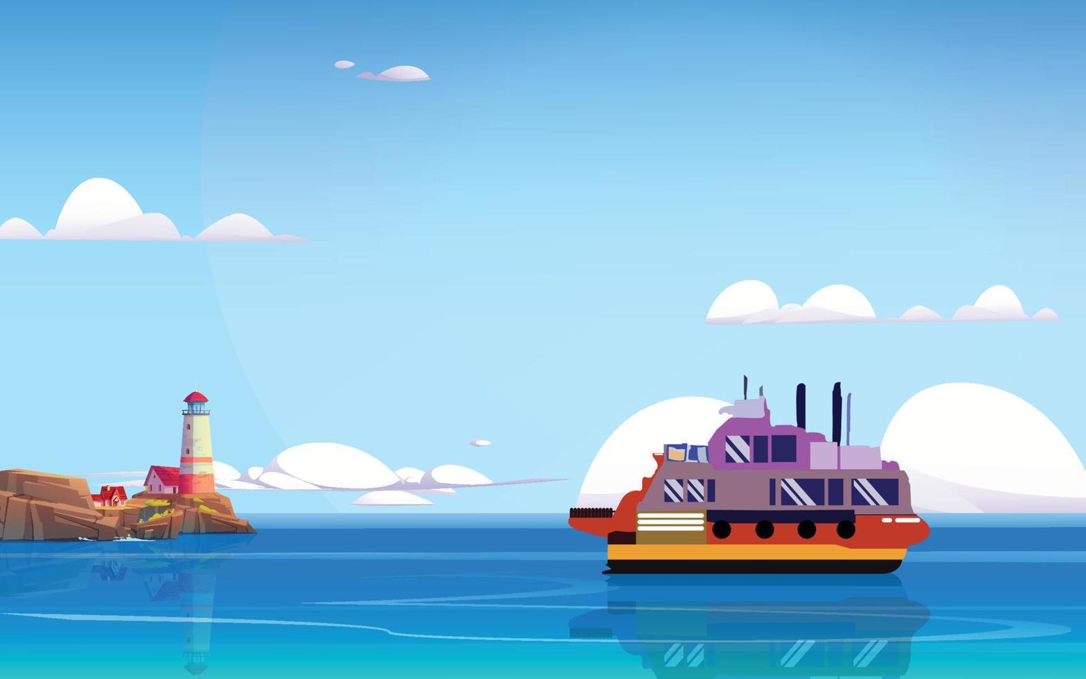 wonderfull ship on the sea nature vector art