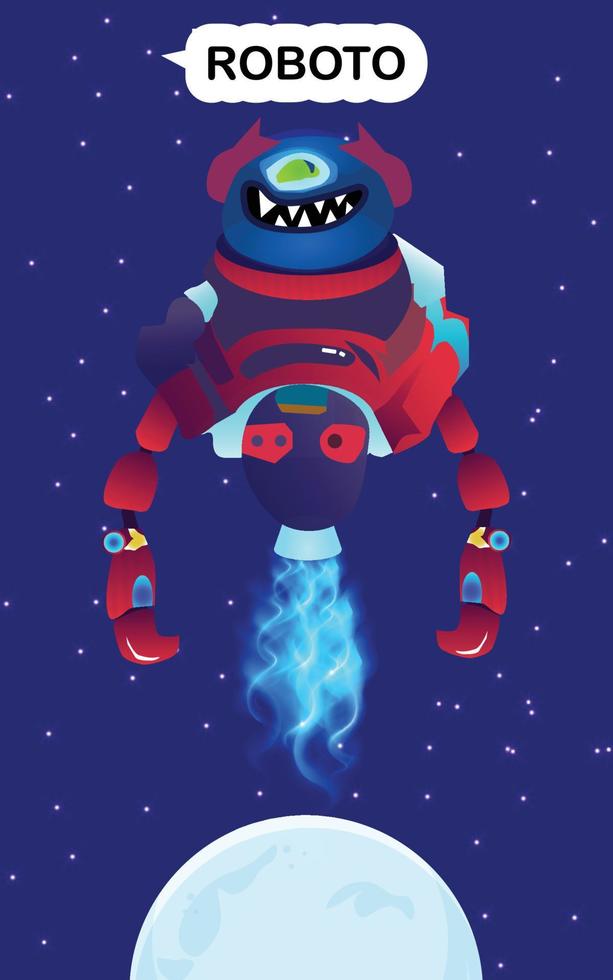 ROBOTO up galaxy on the moon vector
