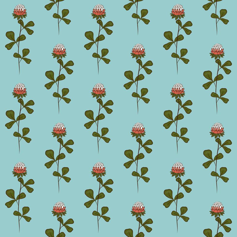 MINT VECTOR SEAMLESS BACKGROUND WITH RED CLOVER FLOWERS