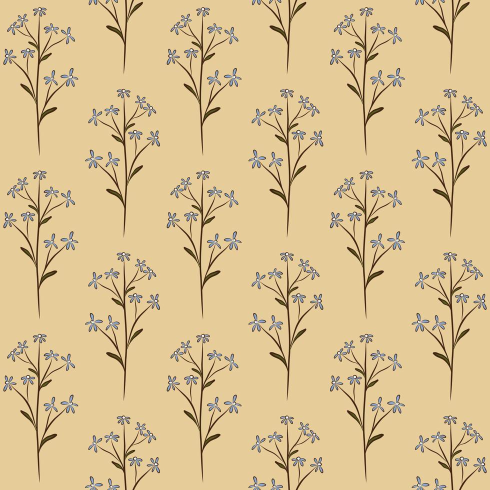 fondo transparente de vector beige con flores silvestres de nomeolvides azul claro