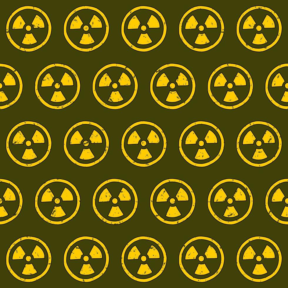 OLIVE VECTOR SEAMLESS PATTERN WITH YELLOW RADIATION SYMBOL