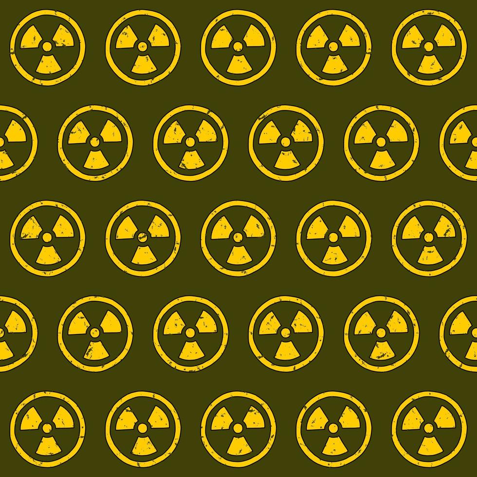 OLIVE VECTOR SEAMLESS PATTERN WITH YELLOW RADIATION SYMBOL