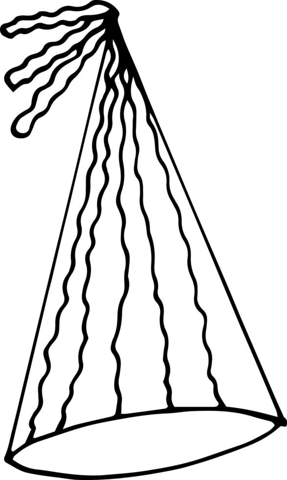party hat with stripes. hand drawn doodle style. , minimalism, monochrome festive funny vector