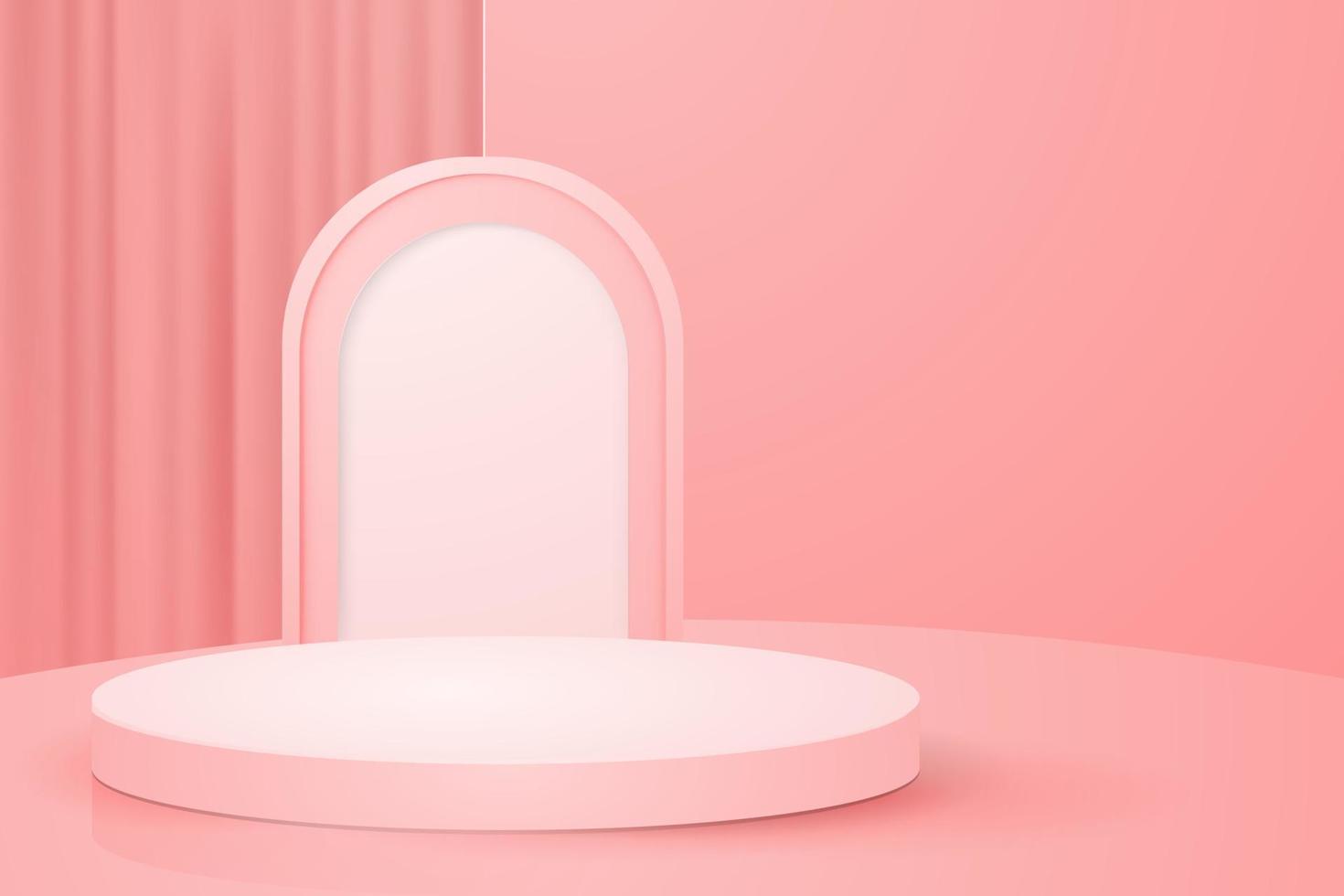 3d pink abstract podium scene product presentation mockup display vector