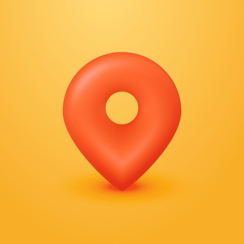 realistic 3d map pin pointer icon red on yellow background vector