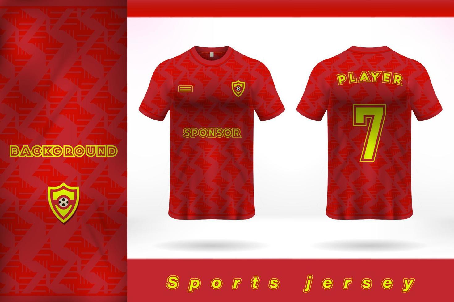 Red sports jersey template design vector