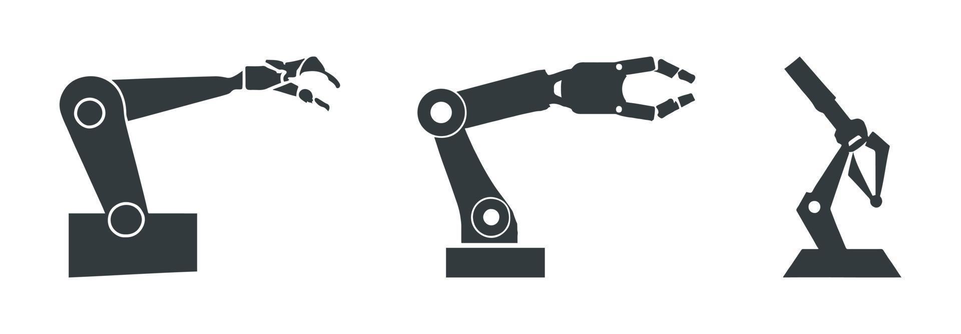 Robotic hand manipulator silhouette symbol icon. vector