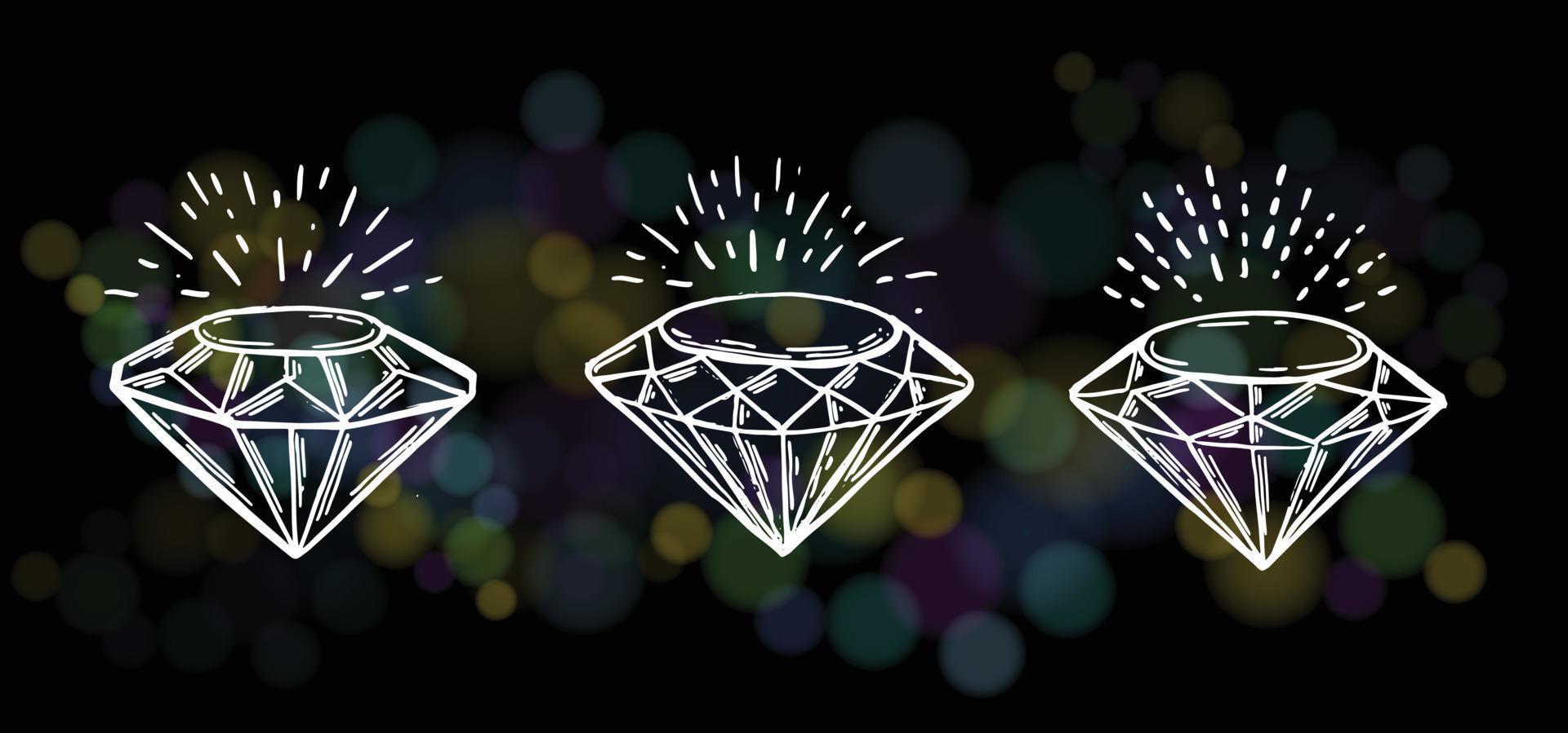 juego de diamantes, estilo dibujado a mano, ilustración vectorial. vector