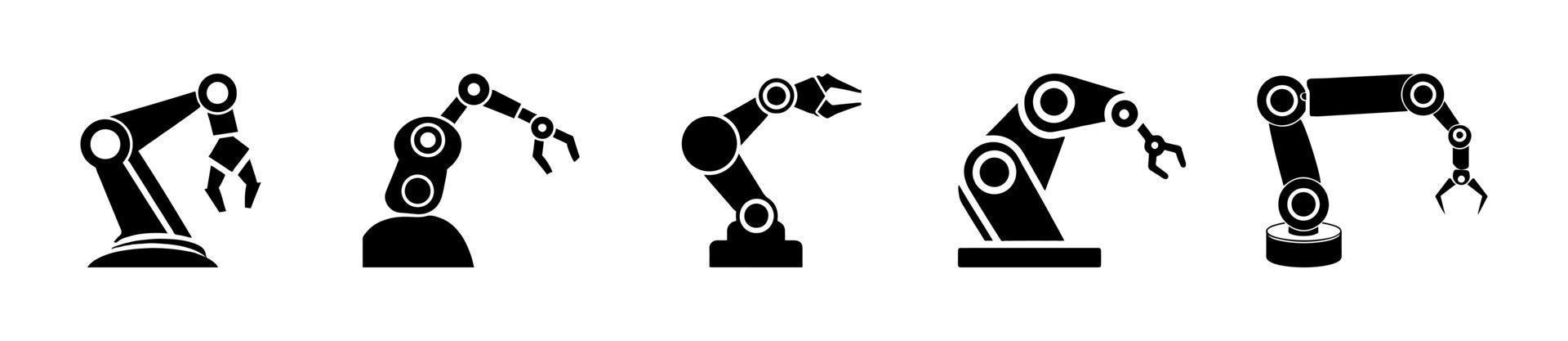 Robotic hand manipulator silhouette symbol icon. vector