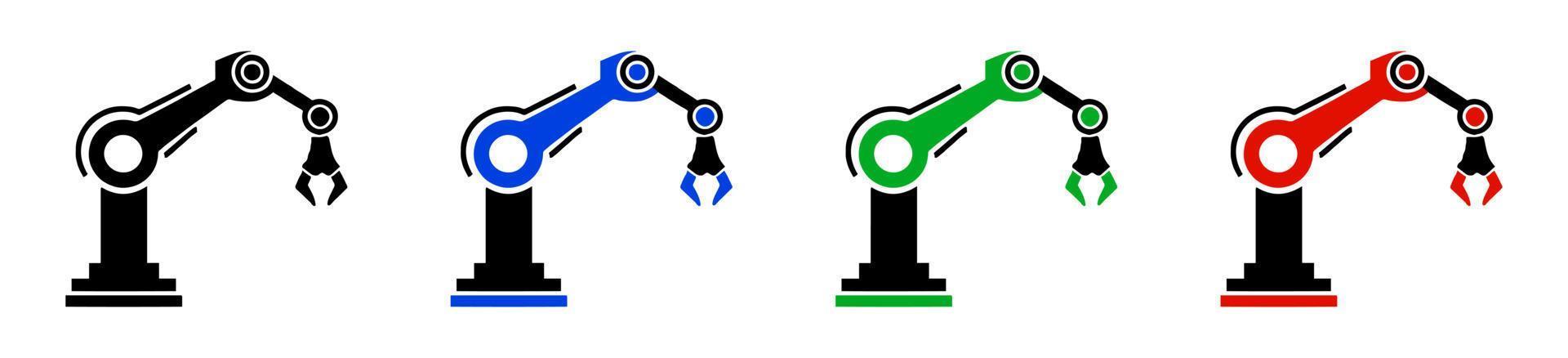 Robotic hand manipulator silhouette symbol icon. vector