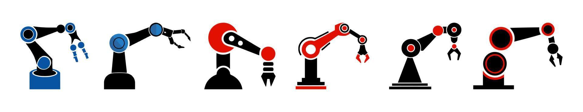 Robotic hand manipulator silhouette symbol icon. vector