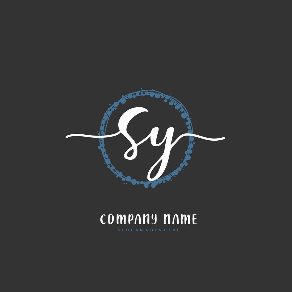 SY Initial handwriting and signature logo design with circle. Beautiful design handwritten logo for fashion, team, wedding, luxury logo. vector