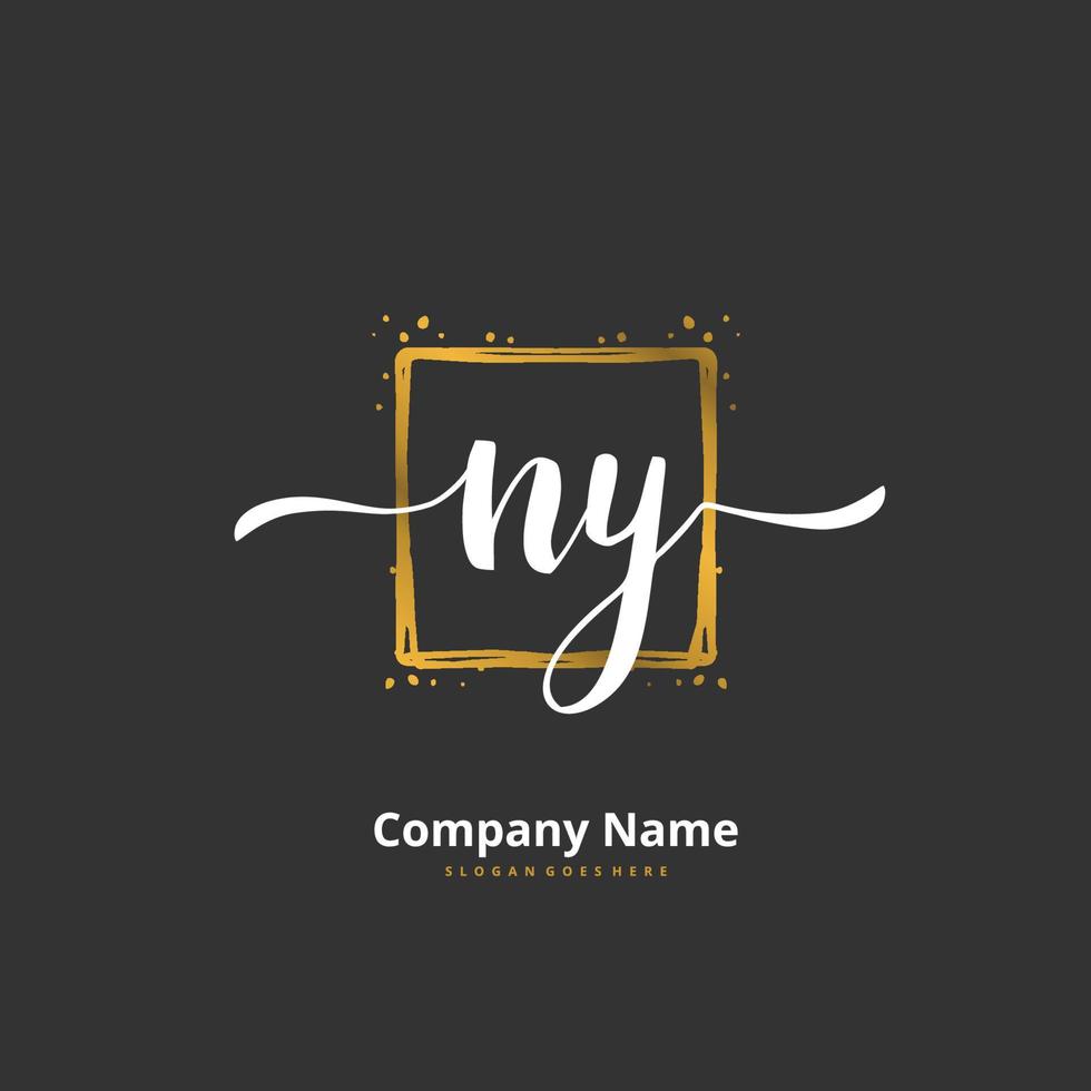 NY Initial handwriting and signature logo design with circle. Beautiful design handwritten logo for fashion, team, wedding, luxury logo. vector