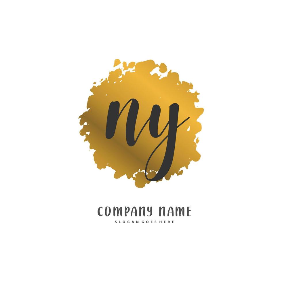 NY Initial handwriting and signature logo design with circle. Beautiful design handwritten logo for fashion, team, wedding, luxury logo. vector