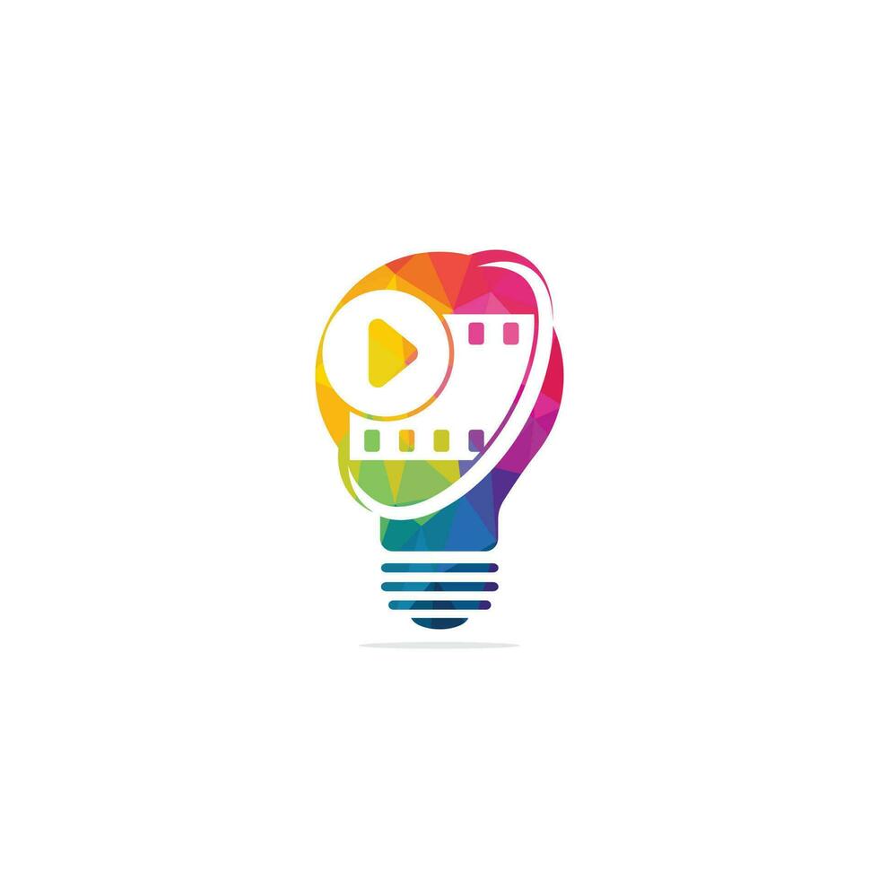 Film bulb idea simple logo template. Cinema and video industry and company logo concept. vector