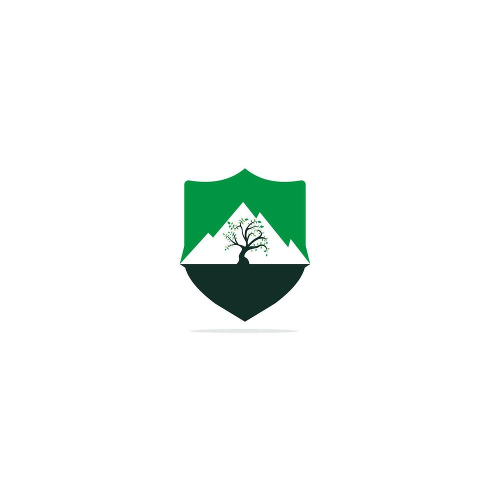 diseño de logotipo vectorial de montaña y árbol. logotipo para conceptos de viajes, agricultura y ecología. vector