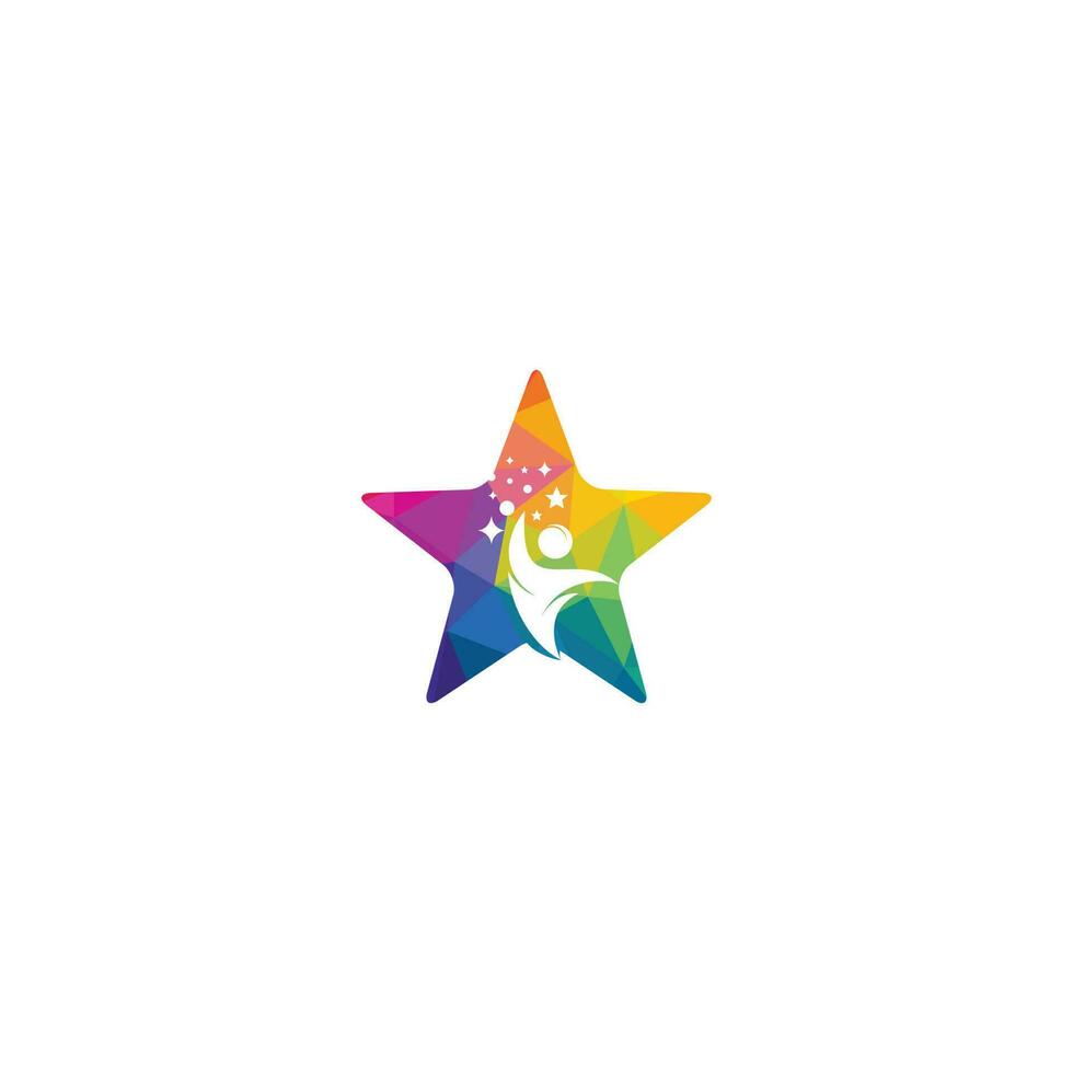 diseño de logotipo de vector de éxito. signo creativo de desarrollo. icono abstracto humano y estrella con símbolo de estrellas.