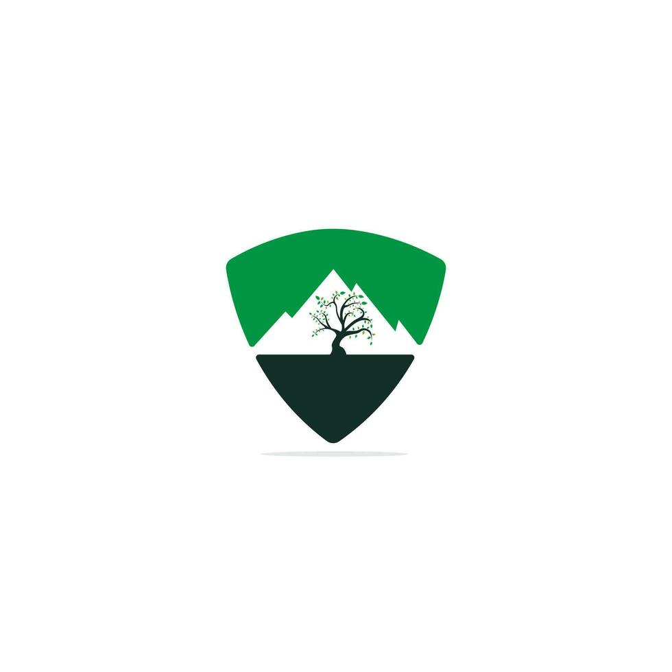 Mountain and tree vector logo design. Logo for travel, farming and ecology concepts.