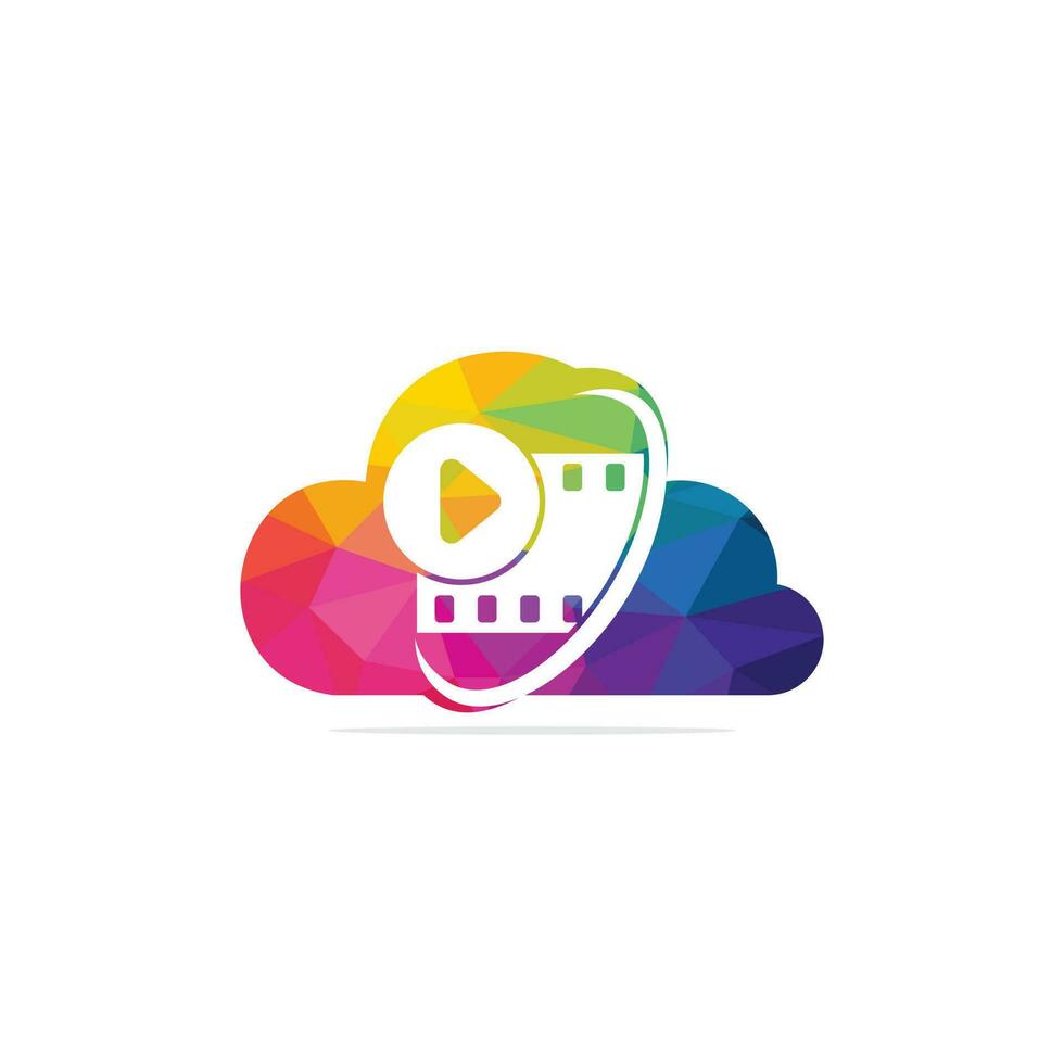 Video cloud logo design template. Cinema tape cloud logo vector. vector