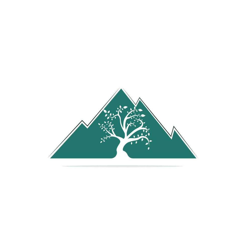 Mountain and tree vector logo design. Logo for travel, farming and ecology concepts.