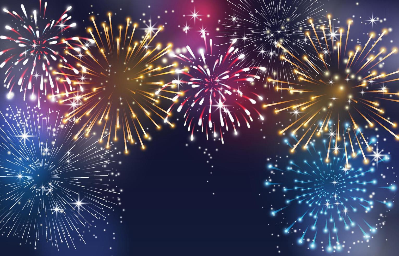 Fireworks Background at Night vector