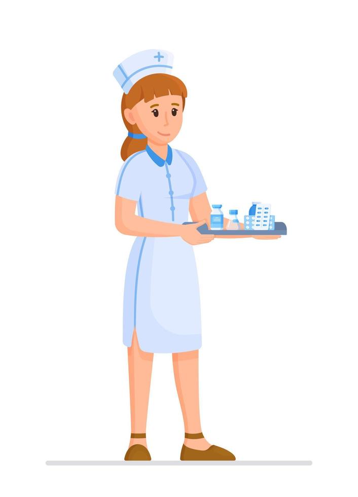 Vector illustration of a nurse isolated on a white background. Nurse worker in uniform.